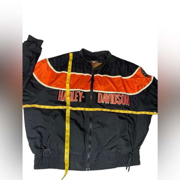 Vintage Harley-Davidson Men's XXL Nylon Racing Jacket Made in USA Black & Orange - Picture 9 of 9